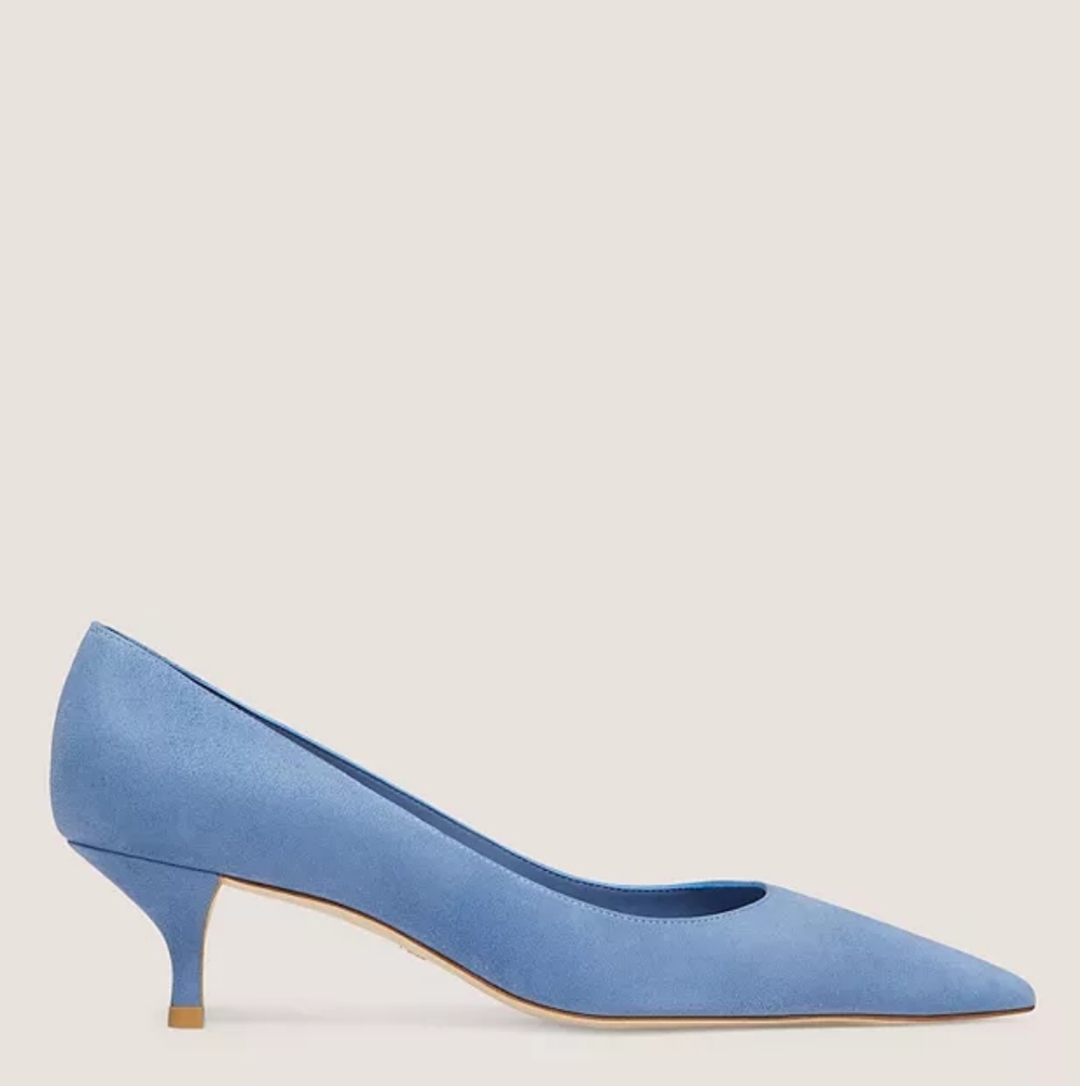 Stuart Weitzman Light Blue Suede Kitten Pumps
